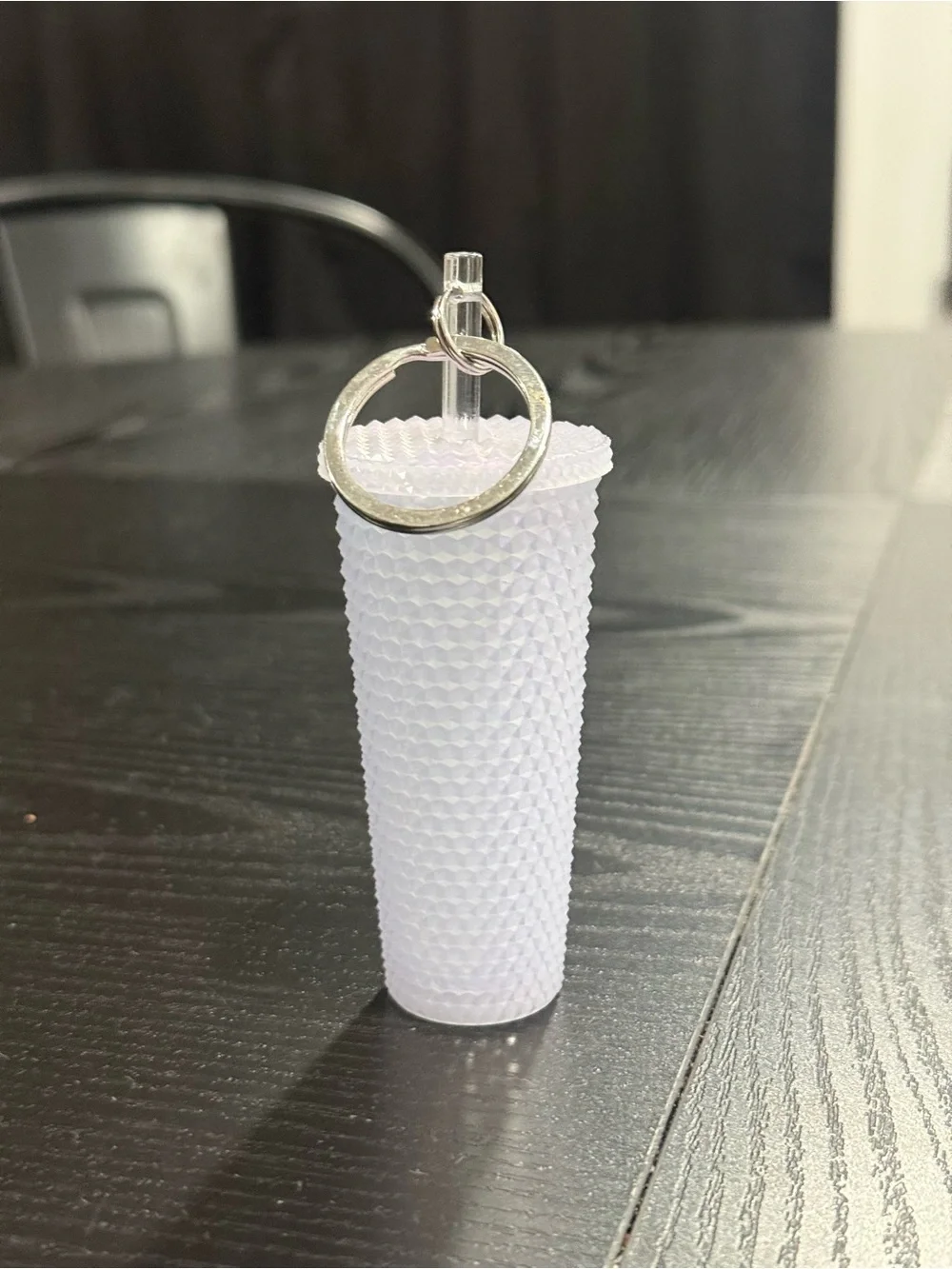 Starbucks Frosted White Studded Tumbler Keychain